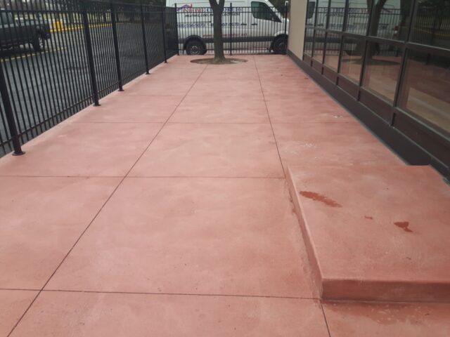 Coloured concrete patio