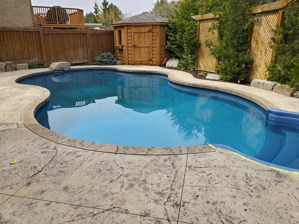 Stamped concrete pool deck