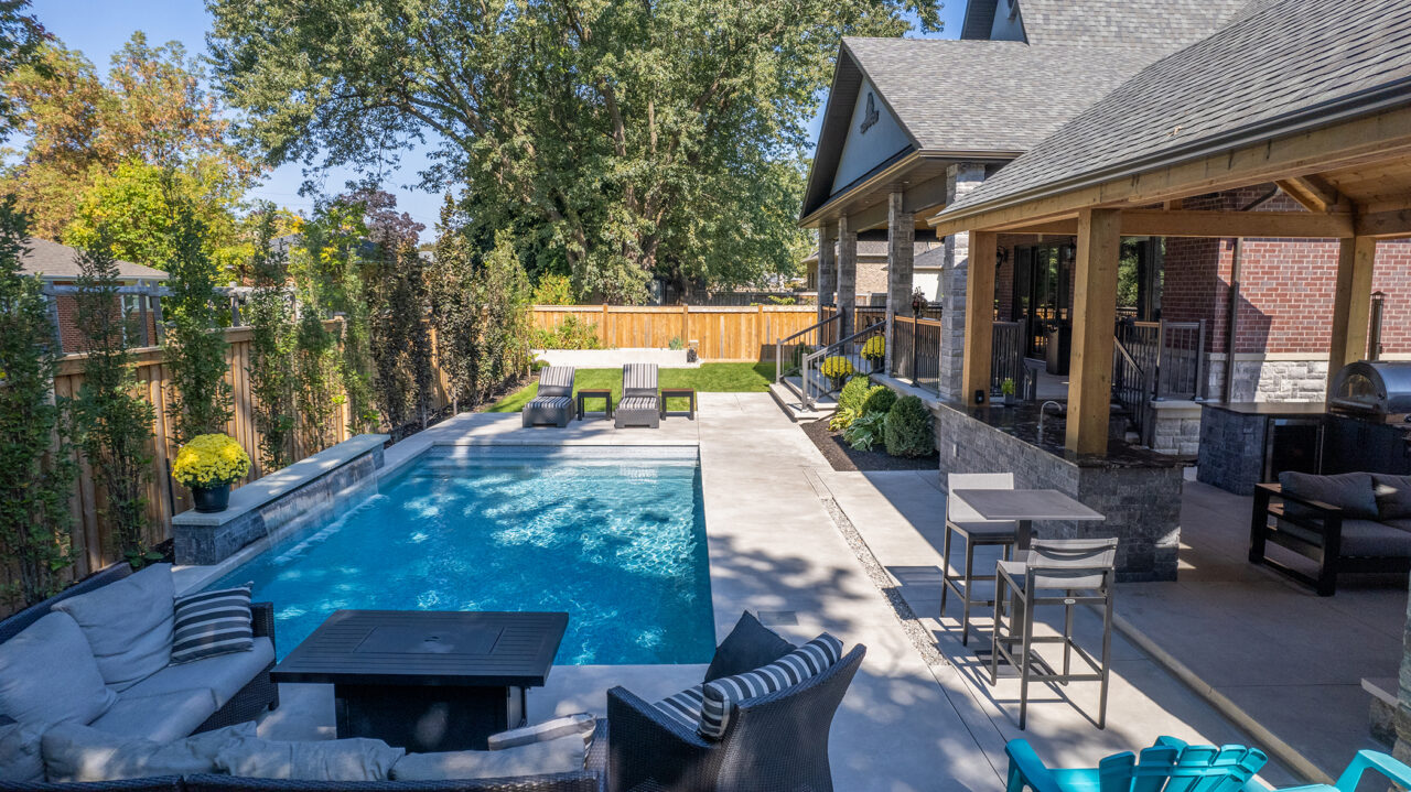Concrete Pool Deck and cabana